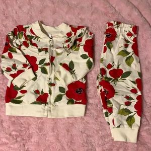 Red & Cream Floral Sweatsuit